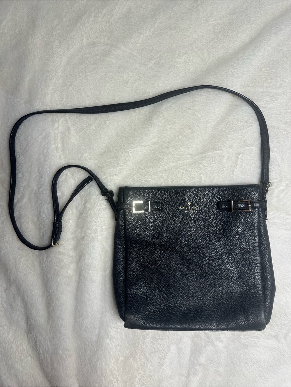 kate spade Black Pebbled Leather Messenger Crossbody